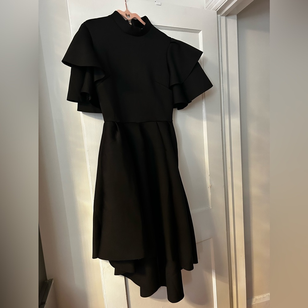 Black dress with ruffles on sleeve NWT never been worn I purchased 2 diff sizes